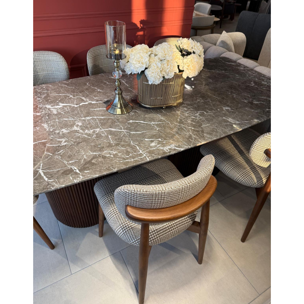Masa White Brown 200x100cm + 6 scaune asortate