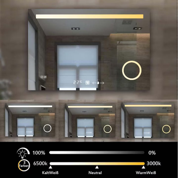 Oglinda LED Colectia Marcello Funghi Dreptunghiulara cu Functie Dezaburire si Sistem Touch, model W07/80x60cm
