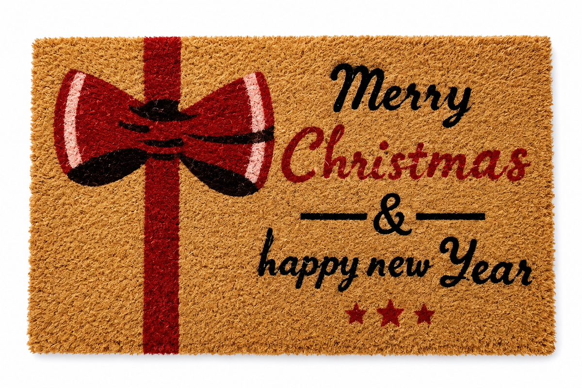 Covoras intrare Craciun, fibra cocos si cauciuc, Merry Christmas, DM114 - 60x40 cm