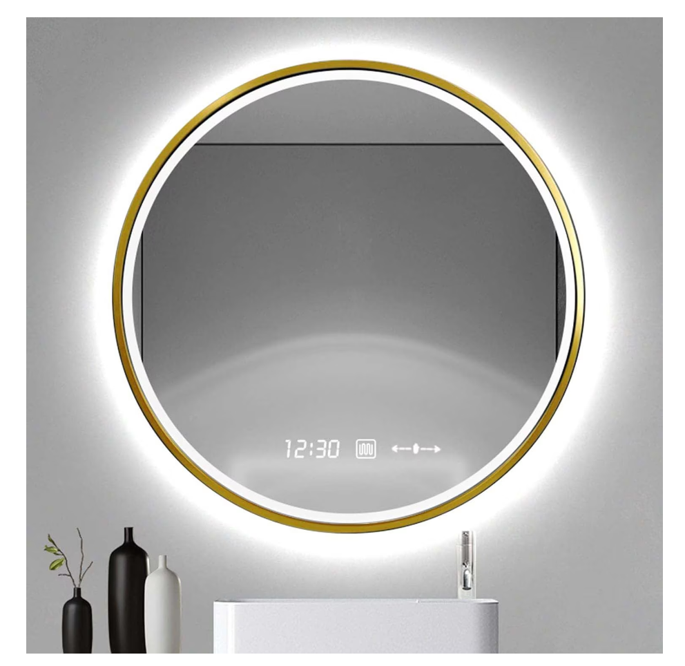 Oglinda LED Touch 60x60 cm Functie Dezaburire Rama Aurie Colectia Marcello Funghi, model W04/60x60 cm