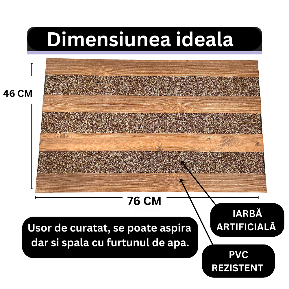 Covoras intrare cauciuc si polietilena antiderapant, modern, DM07, crem - 75x45 cm