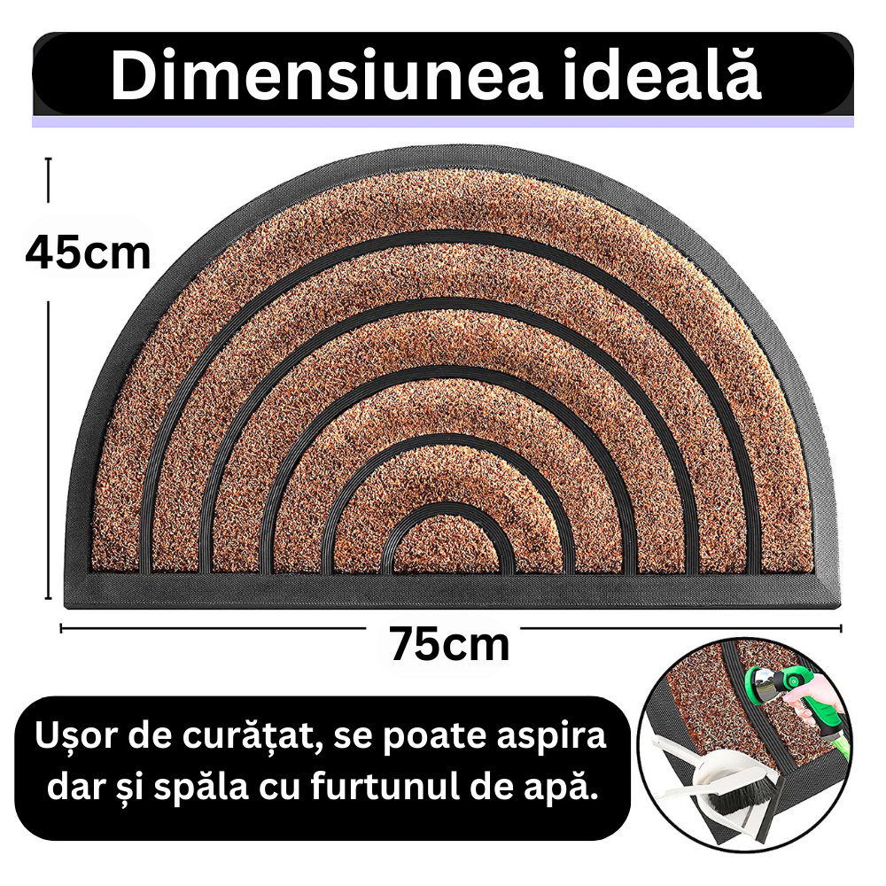 Covoras intrare cauciuc si polietilena antiderapant, maro DM09 - 75x45 cm