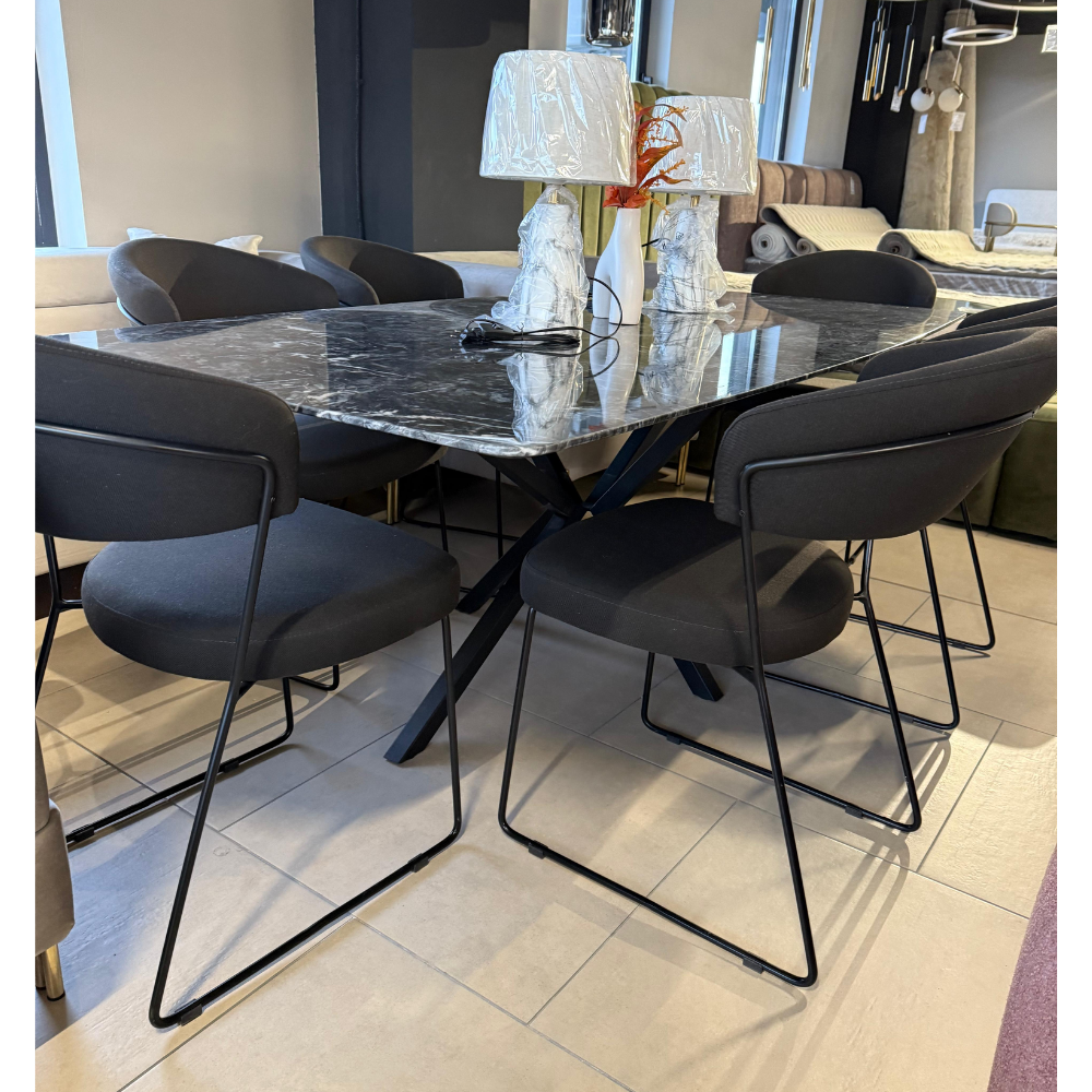 Masa Milano Dark 180x90x 2.5 cm + 6 scaune asortate
