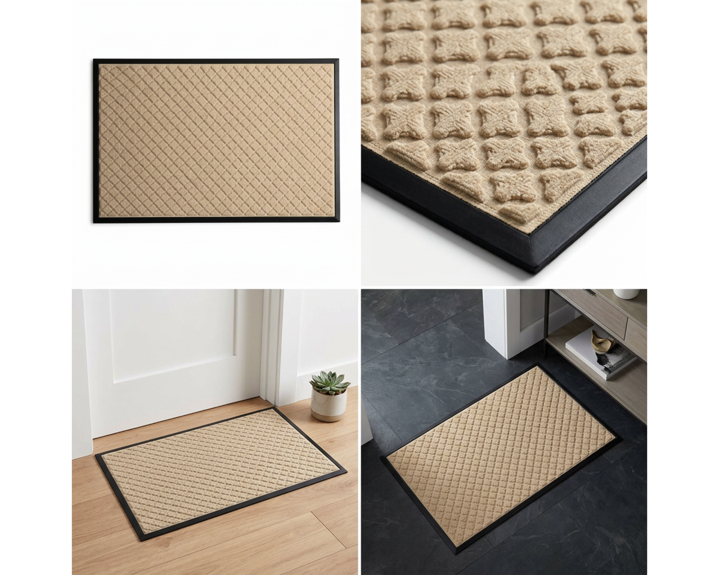 Covoras intrare gri 75x45 cm, ®OPTIMDEKO, antiderapant, rezistent, absorbtie murdarie si apa, interior/exterior, CR097 Crem