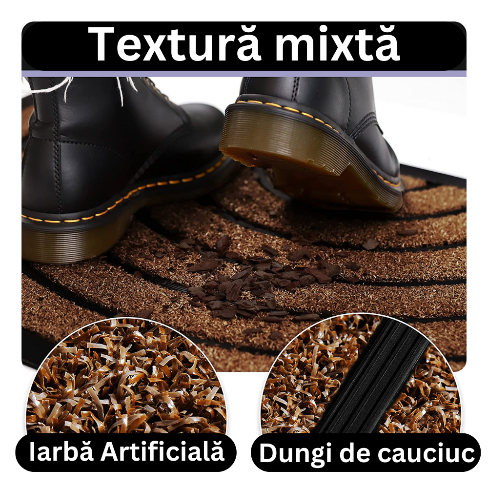Covoras intrare cauciuc si polietilena antiderapant, maro DM09 - 75x45 cm