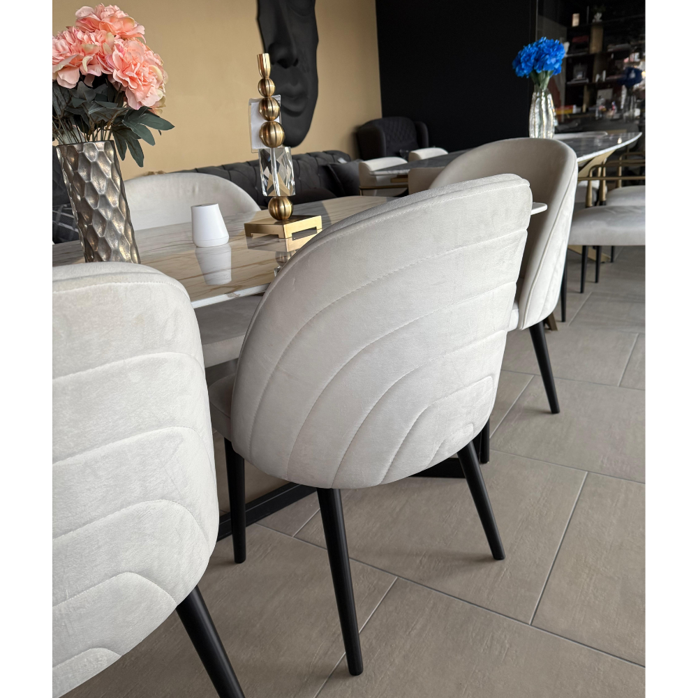 Masa White Rose 180x90x 2.5 cm + 6 scaune asortate