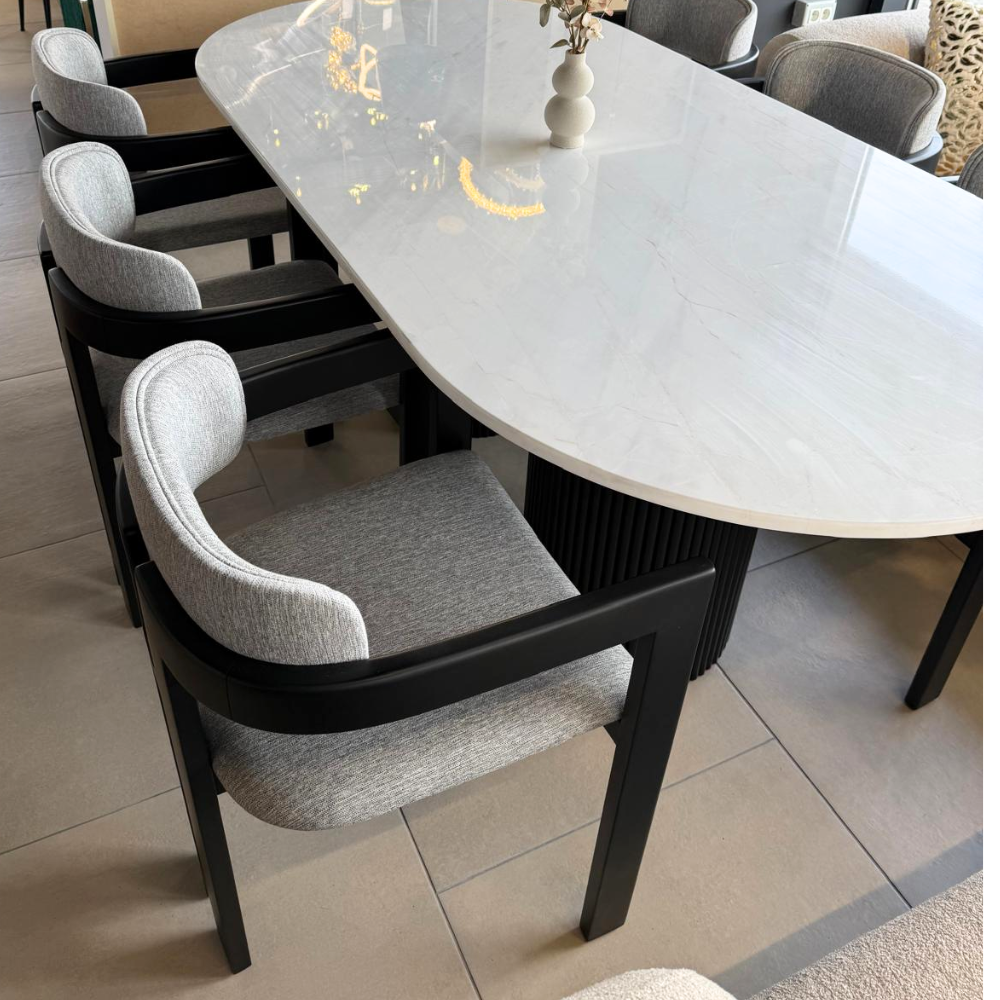 Masa Piatra Dolomit Marble 200x100x 2.5 cm + 6 scaune asortate