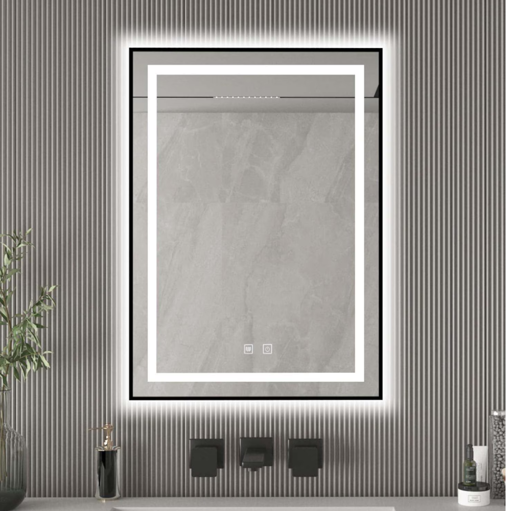 Oglinda LED Dreptunghiulara, Colectia Marcello Funghi, cu Functie Dezaburire si Sistem Touch, Neagra, model W03v