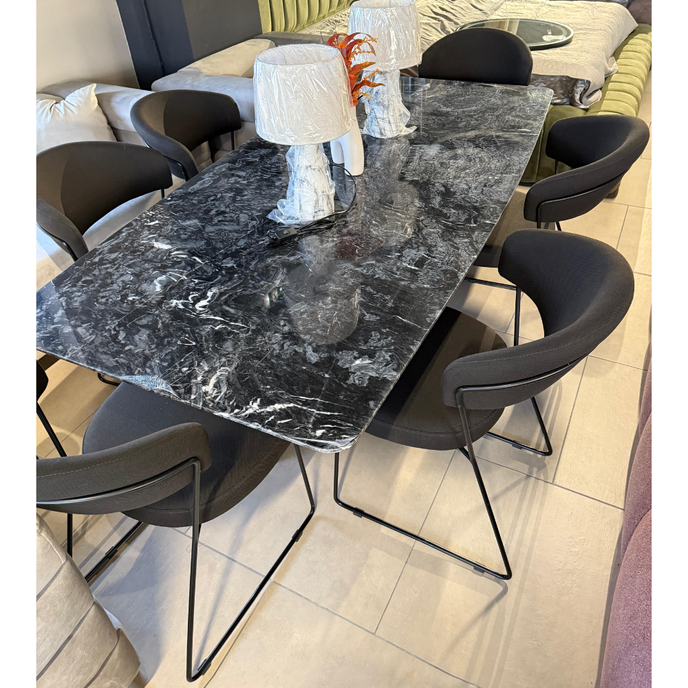 Masa Milano Dark 180x90x 2.5 cm + 6 scaune asortate