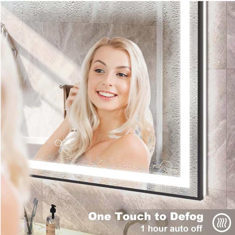 Oglinda LED Dreptunghiulara, Colectia Marcello Funghi, cu Functie Dezaburire si Sistem Touch, Neagra, model W03v