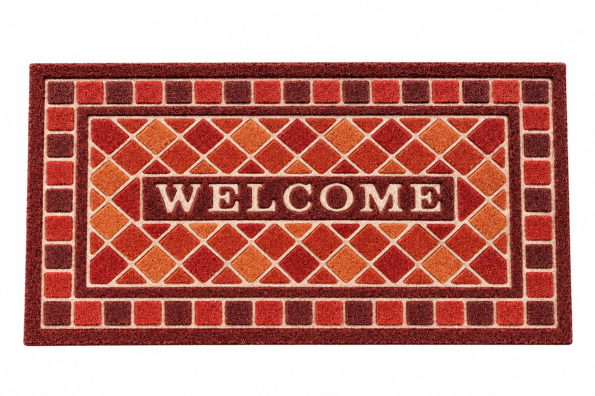 Covoras de intrare Welcome, OPTIM DEKO, polipropilena, antiderapant, 75 x 43 cm, multicolor