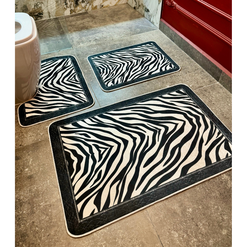 Covoras Baie Set 3 Piese, Antiderapant 100x60, 60x50, 40x60, model zebra