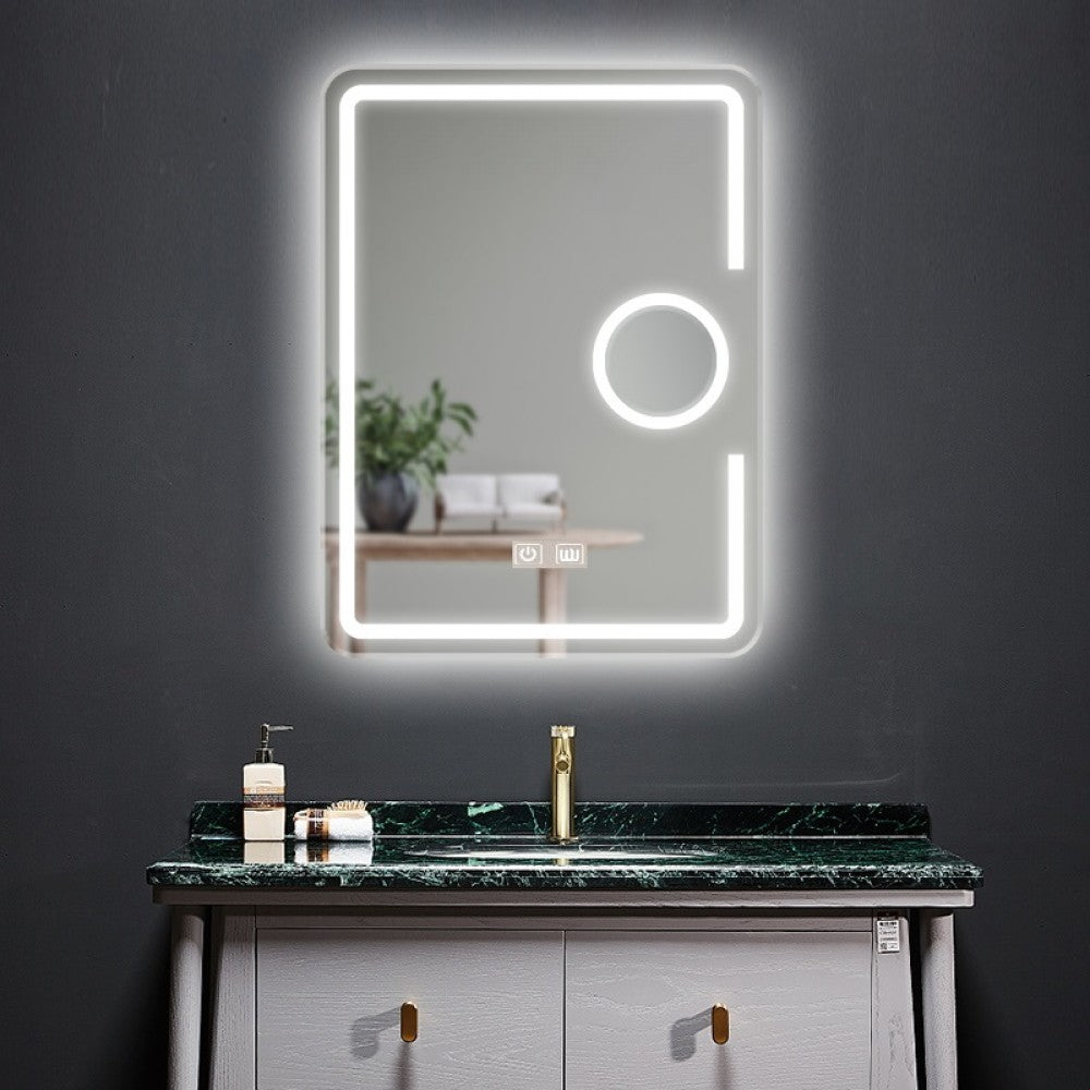 Oglinda LED Dreptunghiulara, cu Functie Dezaburire, Lupa Cosmetica si Sistem Touch, Colectia Marcello Funghi, model W05