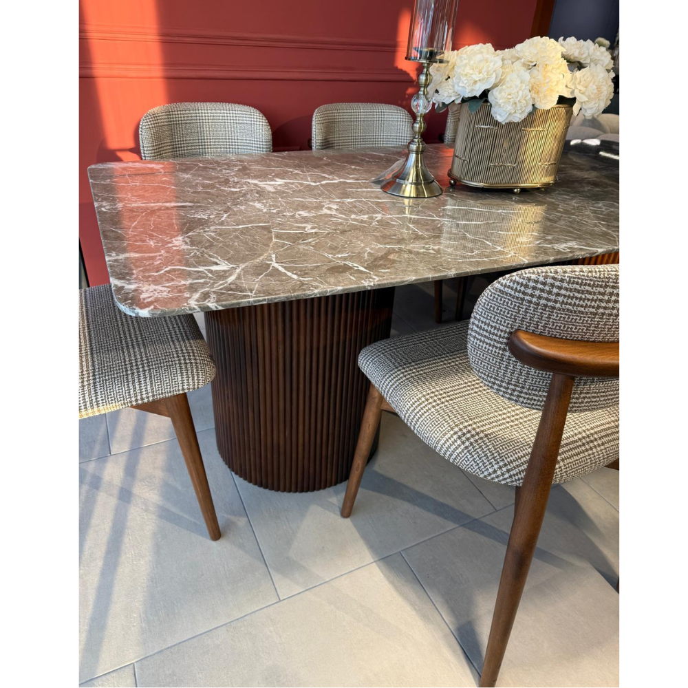 Masa White Brown 200x100cm + 6 scaune asortate