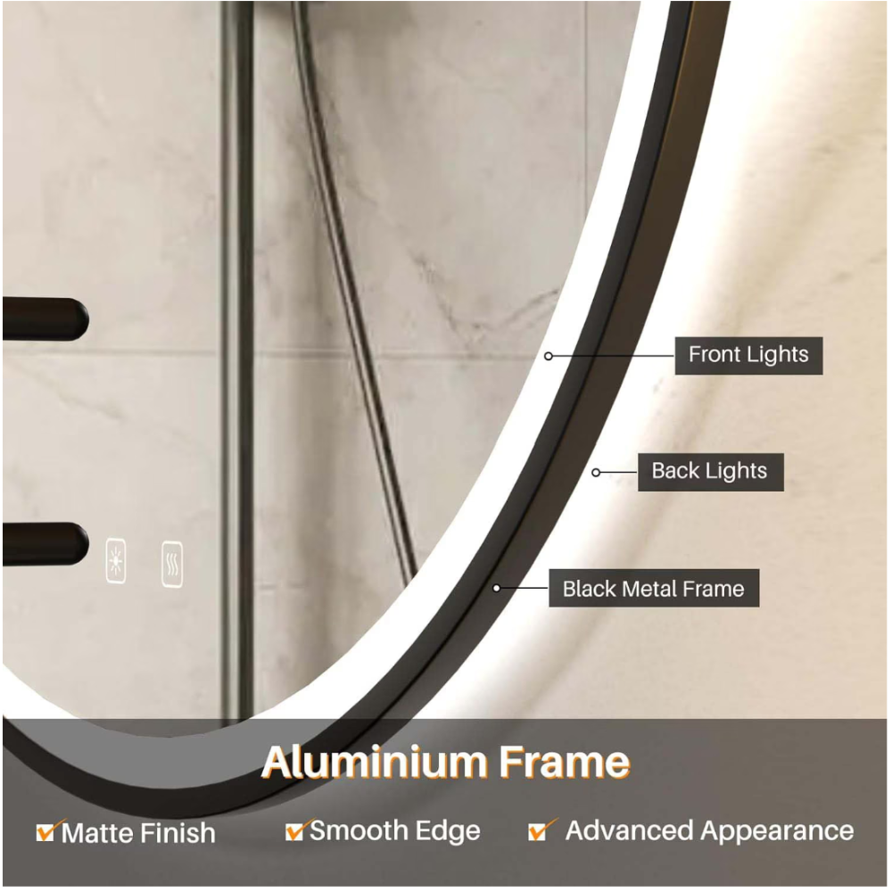 Oglinda LED Touch 60x60 cm Rama Neagra Colectia Marcello Funghi, model 1171s