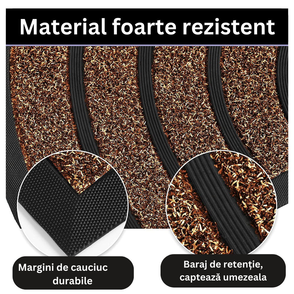 Covoras intrare cauciuc si polietilena antiderapant, maro DM10 - 75x45 cm
