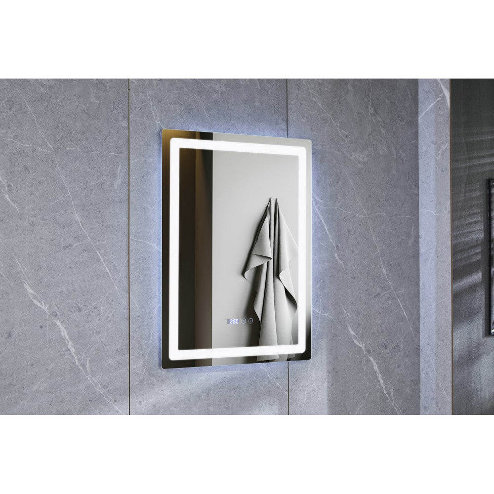 Oglinda LED Colectia Marcello Funghi Dreptunghiulara, cu Functie Dezaburire, Afisaj Ceas Electronic, si Sistem Touch