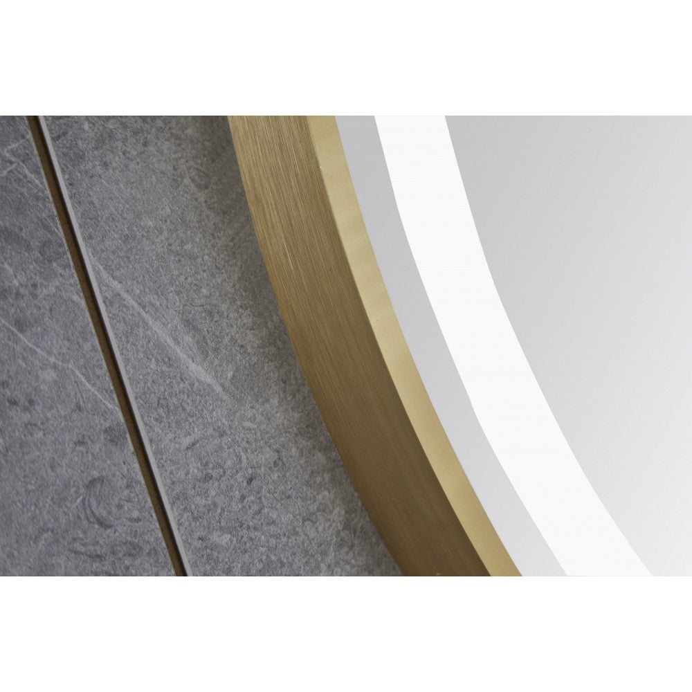 Oglinda LED Rotunda Colectia Marcello Funghi cu Functie Dezaburire si Sistem Touch, Auriu Antichizat