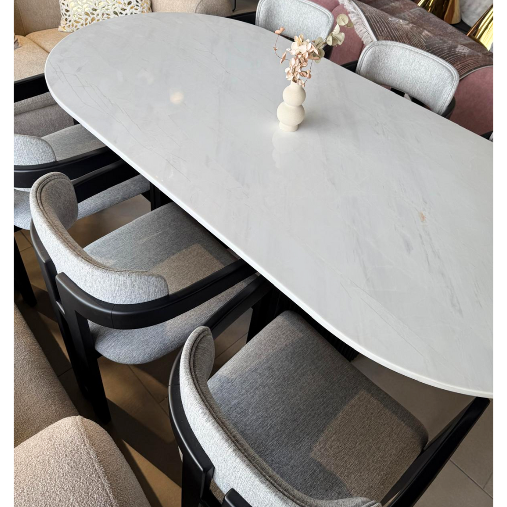 Masa Piatra Dolomit Marble 200x100x 2.5 cm + 6 scaune asortate