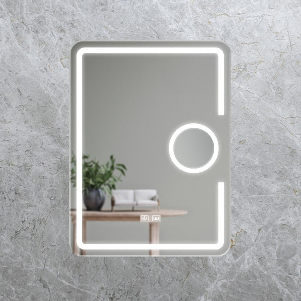 Oglinda LED Dreptunghiulara, cu Functie Dezaburire, Lupa Cosmetica si Sistem Touch, Colectia Marcello Funghi, model W05