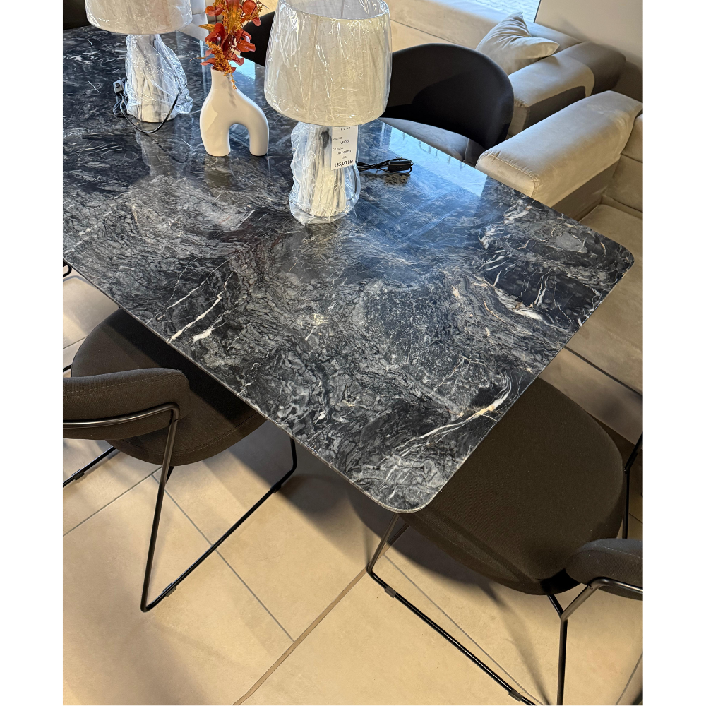 Masa Milano Dark 180x90x 2.5 cm + 6 scaune asortate