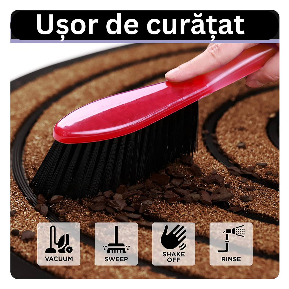 Covoras intrare cauciuc si polietilena antiderapant, maro DM09 - 75x45 cm
