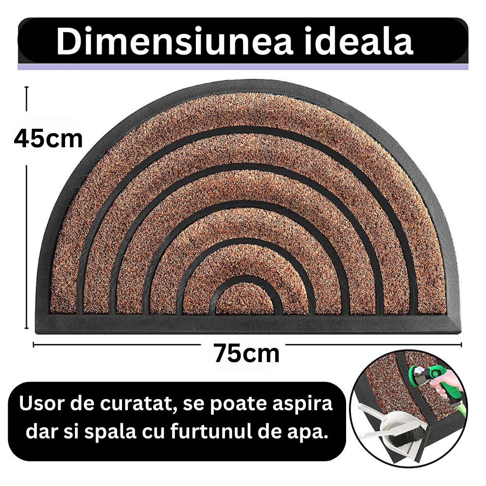 Covoras intrare cauciuc si polietilena antiderapant, maro DM09 - 75x45 cm