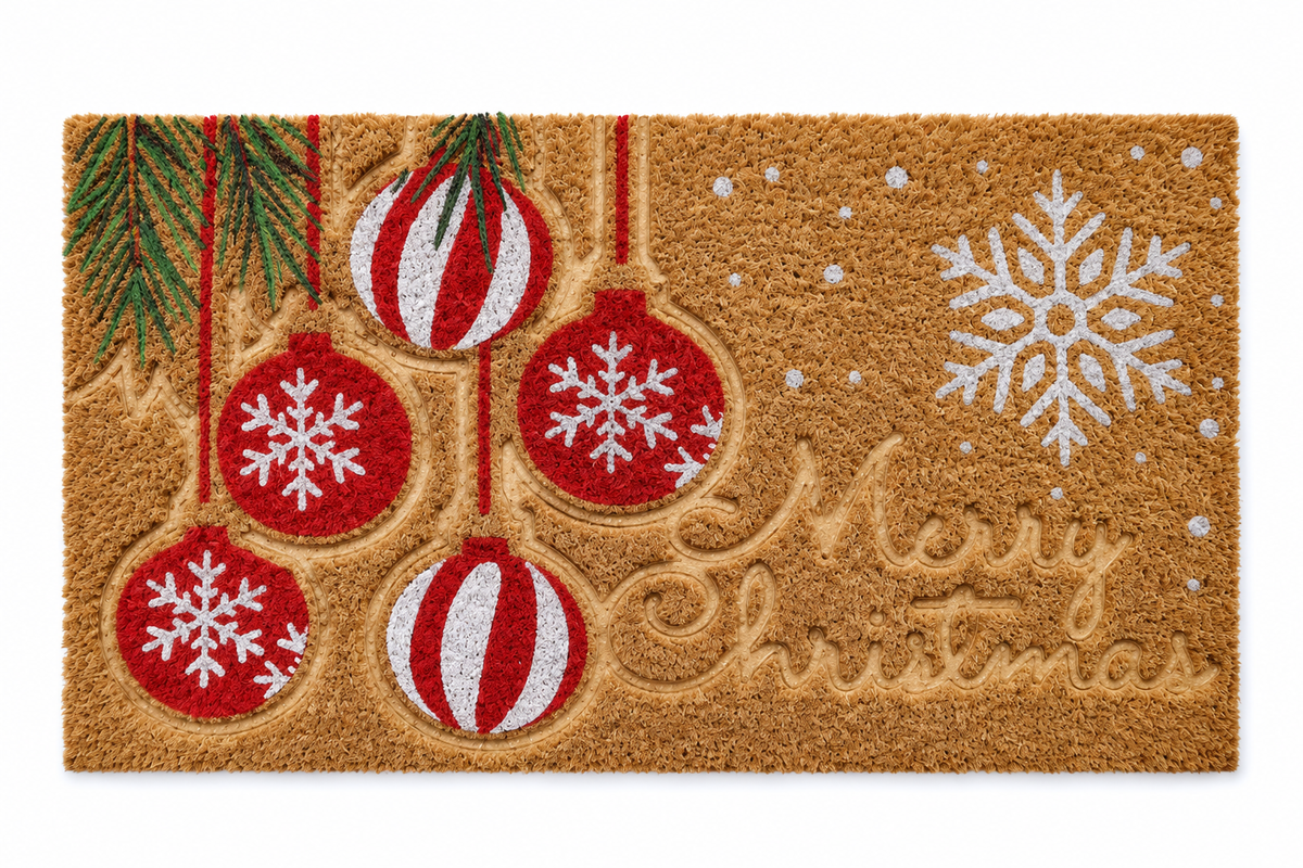 Covoras intrare Craciun, fibra cocos si cauciuc, DM 139, Merry Christmas, 75x45 cm