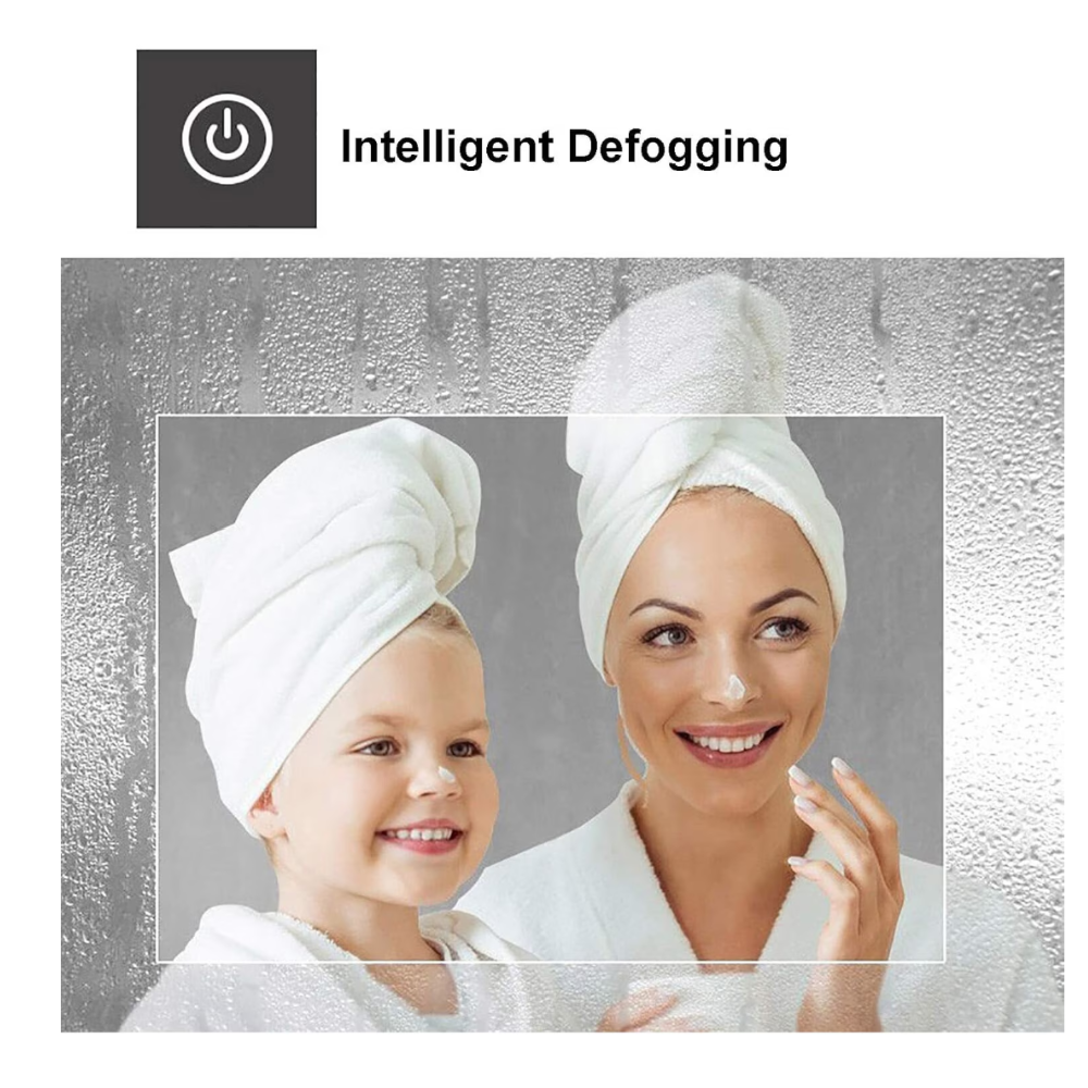 Oglinda LED din Colectia Marcello Funghi Ovala, cu Functie Dezaburire, Ceas, Termometru si Sistem Touch, model W14/60x80cm