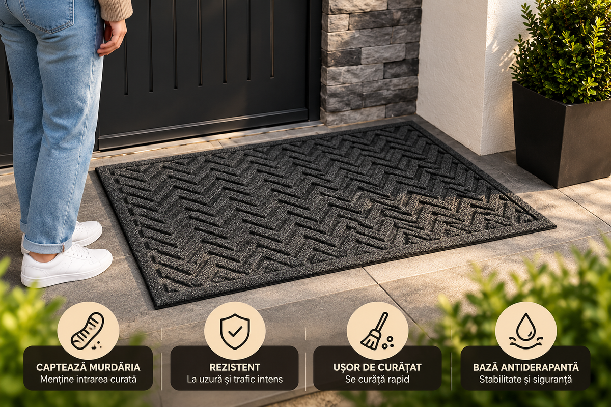 Covoras intrare Polietilena si Cauciuc Antiderapant- CS099 - 90X60 cm