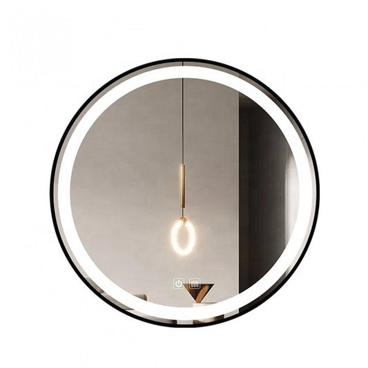 Oglinda LED Colectia Marcello Funghi Rotunda, cu Functie Dezaburire si Sistem Touch, Neagra