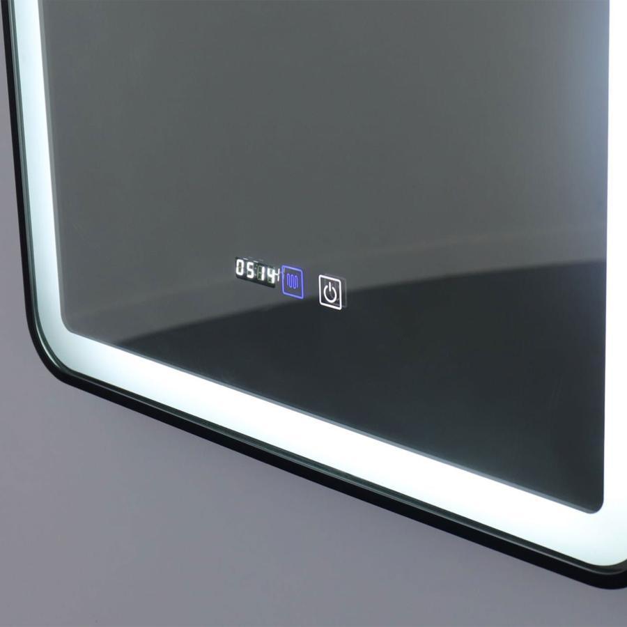 Oglinda LED Dreptunghiulara 70x50cm Colectia Marcello Funghi Rama Neagra, cu Functie Dezaburire, Ceas si Temperatura, Sistem Touch, Lumina Rece