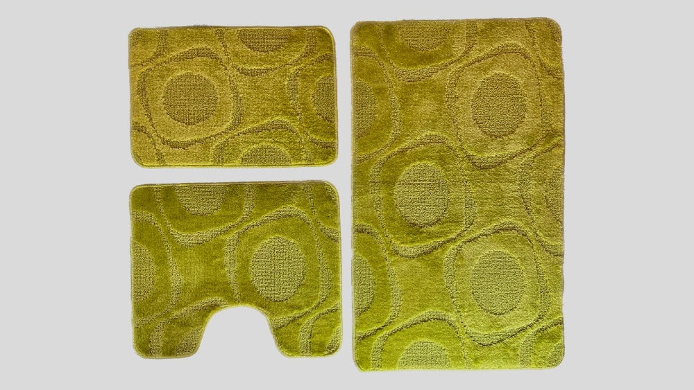 Covoras baie polipropilena - 3 piese, verde - 100x60 cm