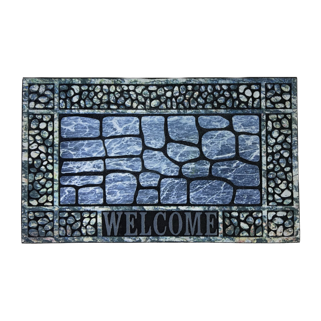Covoras intrare cauciuc & nylon - STONE WELCOME - 75 x 45 cm