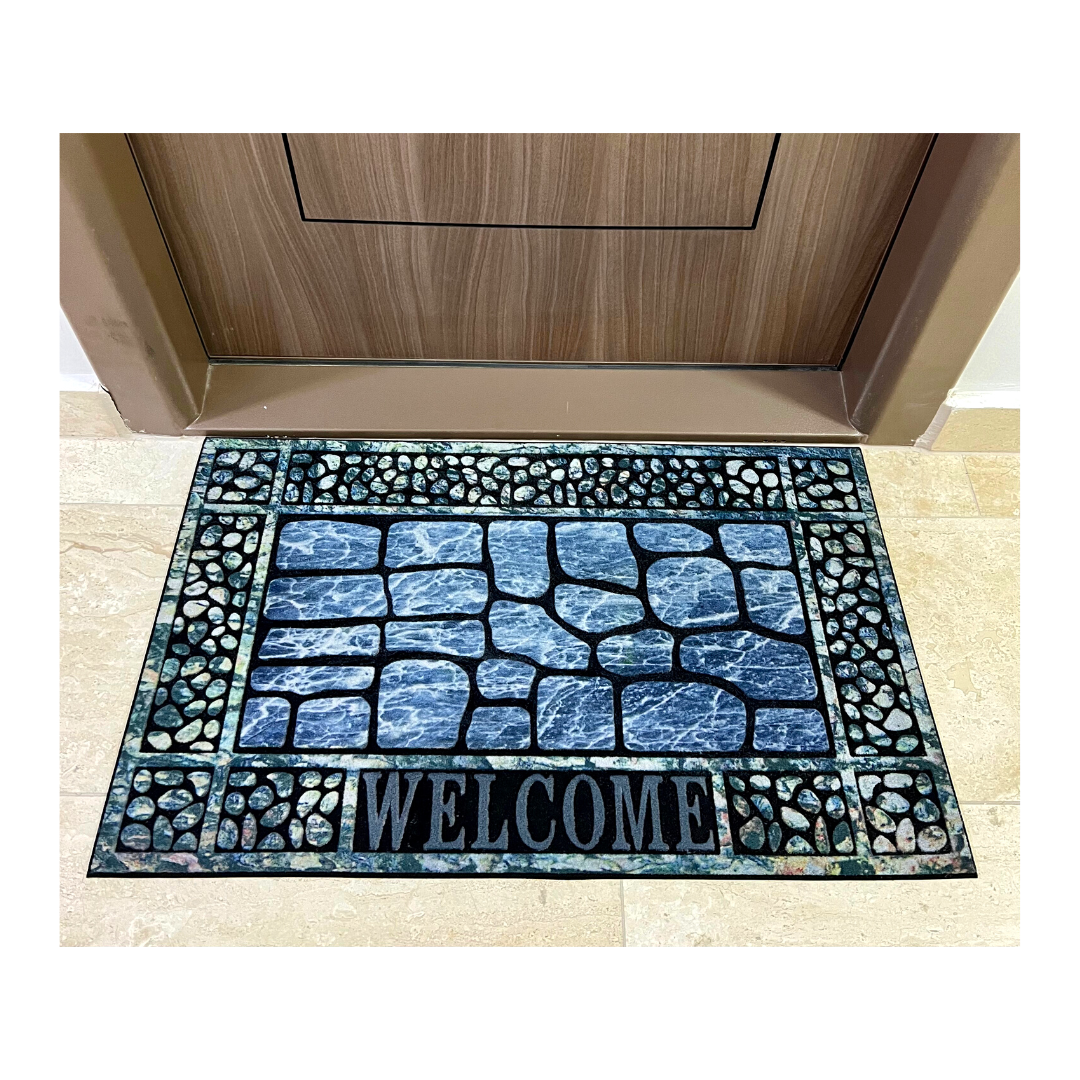 Covoras intrare cauciuc & nylon - STONE WELCOME - 75 x 45 cm