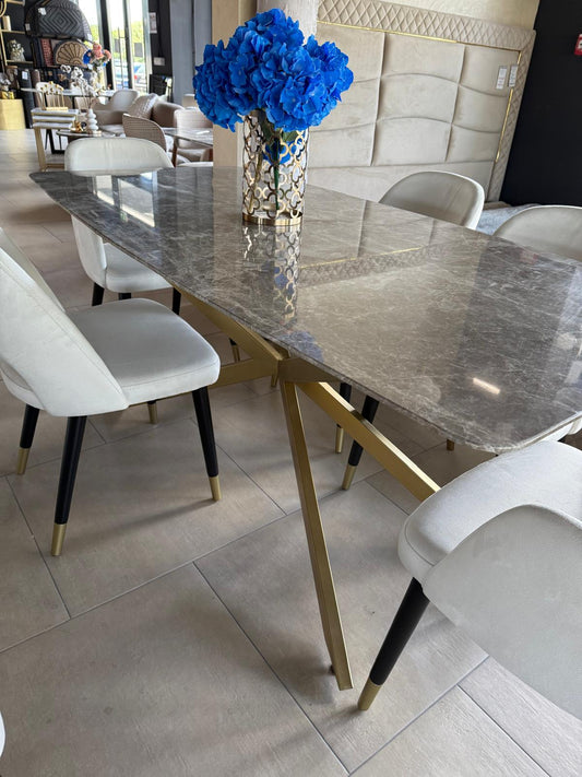 Masa Piatra Beige 180x90x 2.5 cm + 6 scaune asortate
