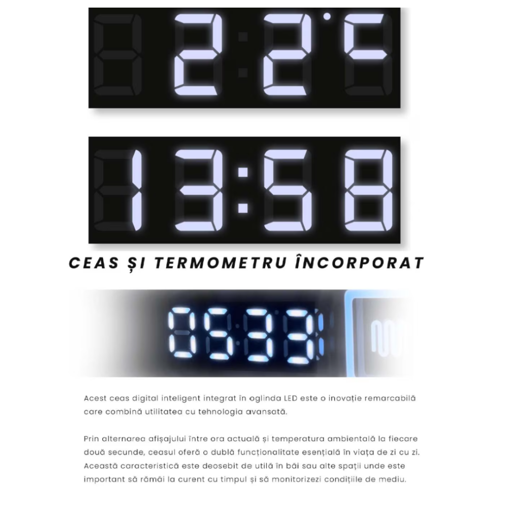 Oglinda LED Colectia Marcello Funghi Dreptunghiulara cu Functie Dezaburire si Sistem Touch, model W07/60x80cm