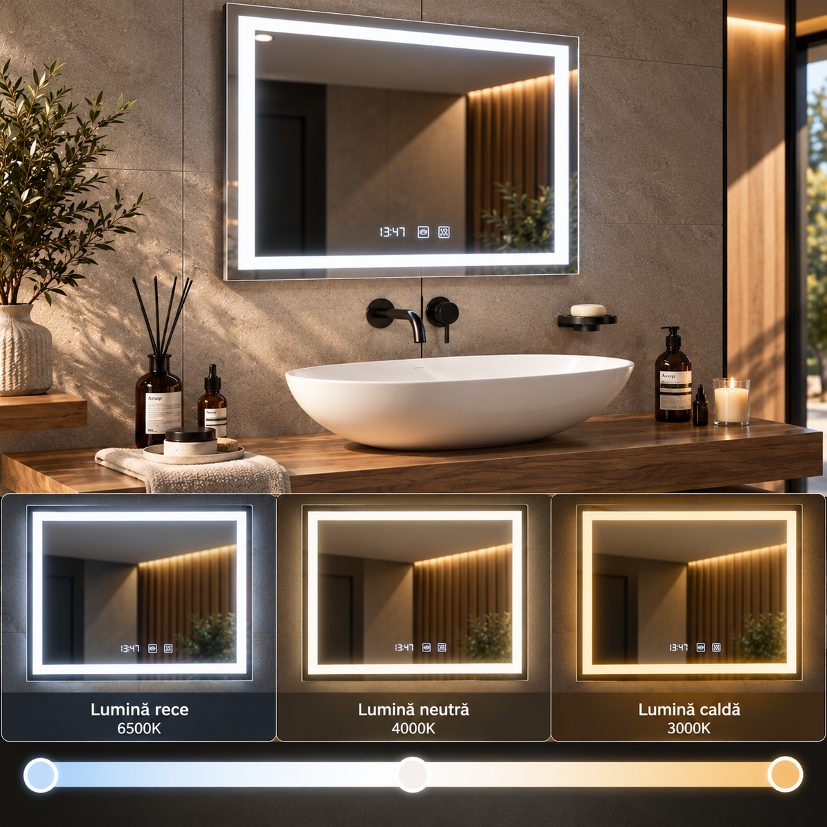 Oglinda LED Touch 80x60 cm Functie Dezaburire Colectia Marcello Funghi S09 80x60cm
