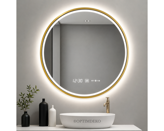 Oglinda LED Touch 100x100 cm Functie Dezaburire Rama Aurie Colectia Marcello Funghi, W04/100x100 cm
