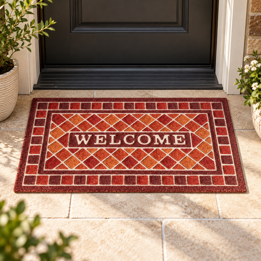 Covoras de intrare Welcome, OPTIM DEKO, polipropilena, antiderapant, 75 x 43 cm, multicolor