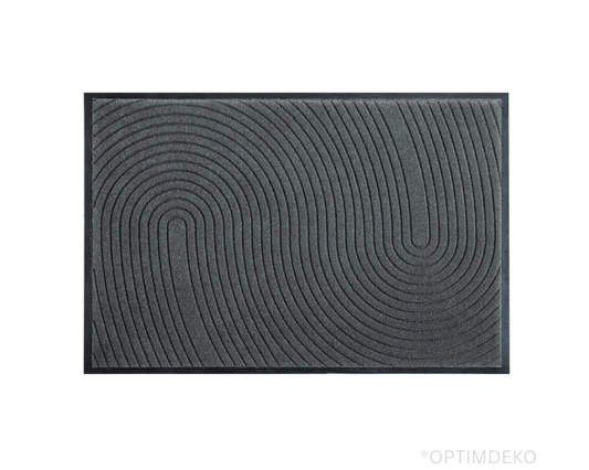 Covoras de intrare, 75x45 cm, absorbant, antiderapant, cu model modern, gri, ®OPTIMDEKO TR206