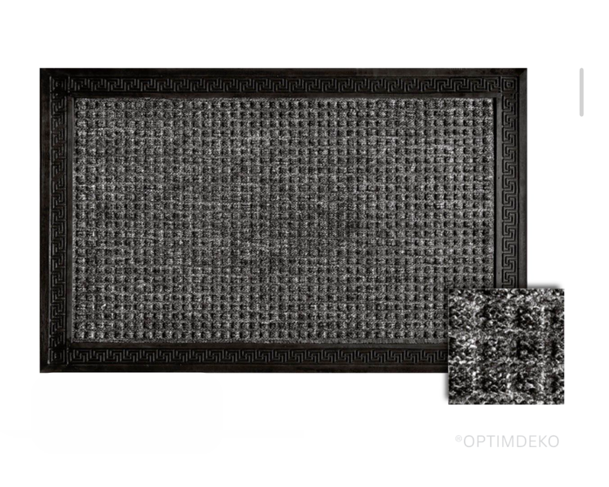 Covoras intrare gri 90x60 cm, ®OPTIMDEKO, antiderapant, rezistent, absorbtie murdarie si apa, interior/exterior, CR096 GRI