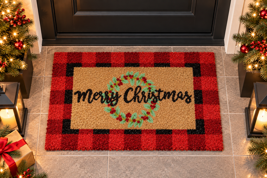 Covoras intrare Craciun, fibra cocos si cauciuc, Merry Christmas, DM121- 60x40 cm