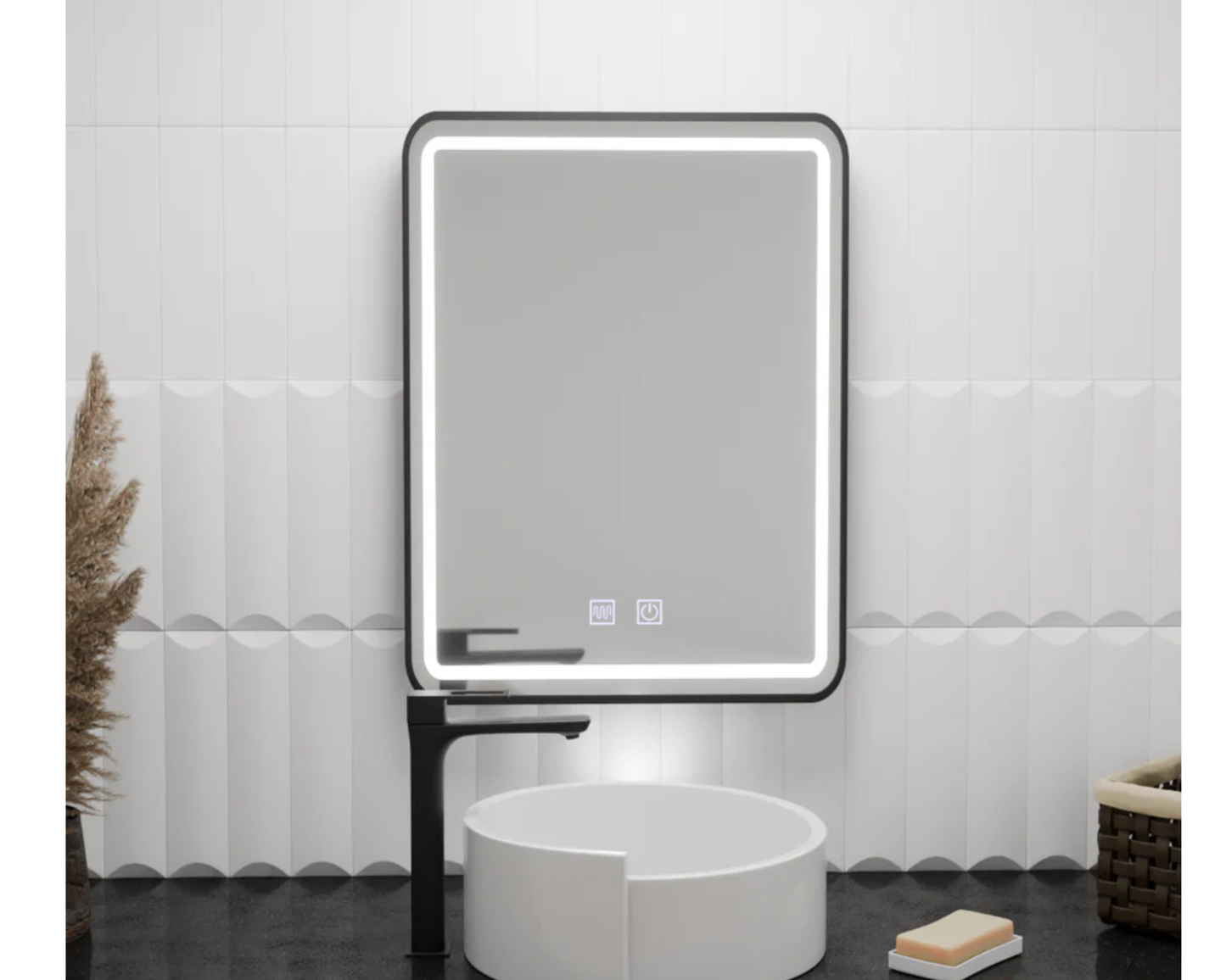 Oglinda LED Touch, Rama Neagra si Dezaburire, E03/60x80 cm, Colectia Korman Technik