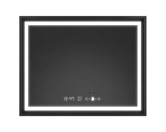 Oglinda LED Dreptunghiulara, cu Functie Dezaburire si Sistem Touch, Neagra, Colectia Marcello Funghi W03/120x80cm