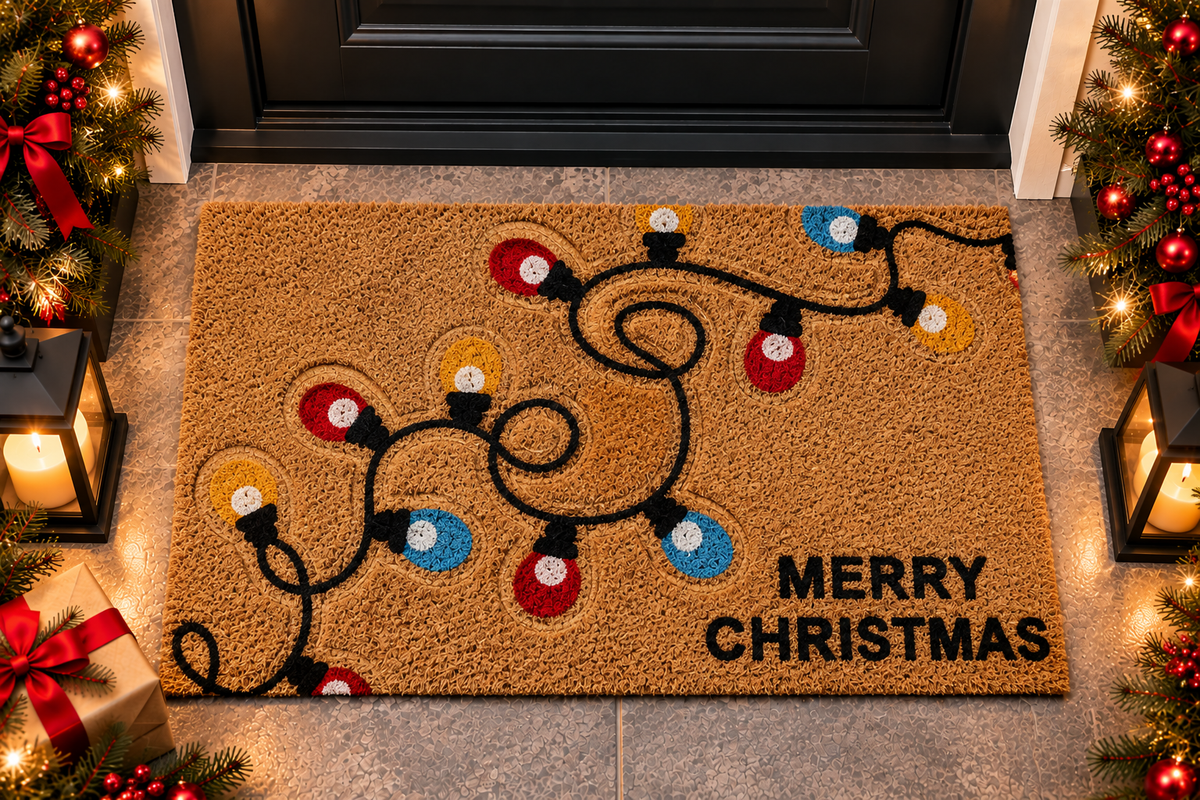 Covoras intrare Craciun, fibra cocos si cauciuc, DM141, Merry Christmas, 75x45 cm
