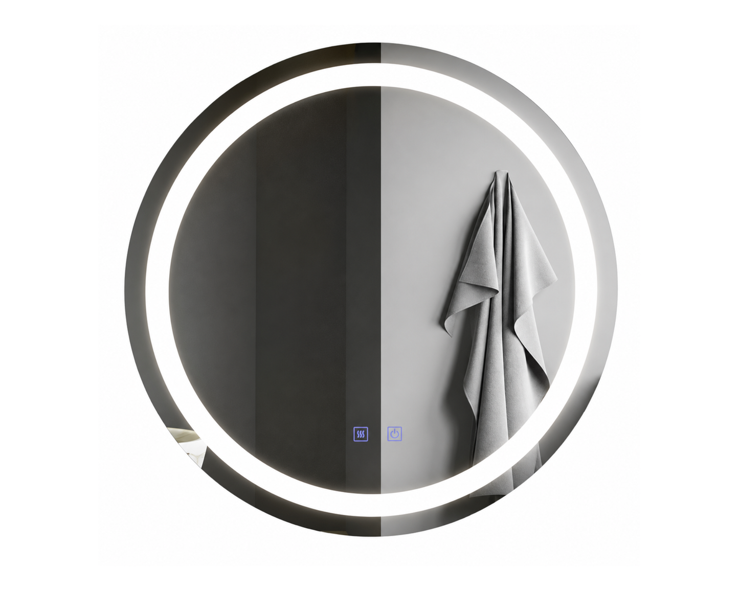 Oglinda LED Rotunda, din Colectia Korman Technik, cu Functie Dezaburire si Sistem Touch E01/60x60cm - 60x60cm