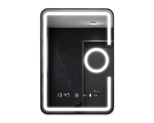 Oglinda LED Dreptunghiulara, cu Functie Dezaburire, Lupa Cosmetica si Sistem Touch, Colectia Marcello Funghi, W05 60x80cm