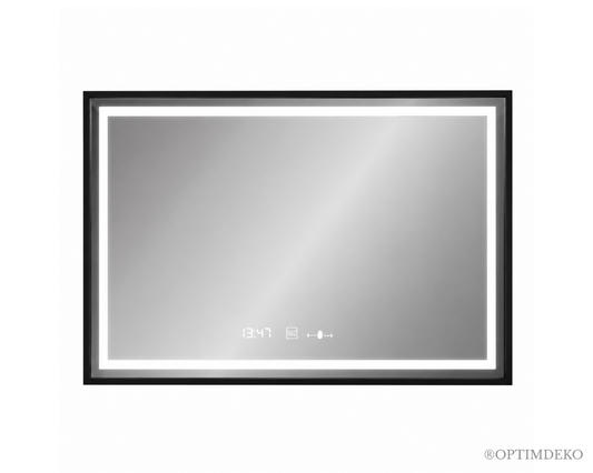Oglinda LED Dreptunghiulara 80x60cm, Colectia Marcello Funghi, cu Functie Dezaburire si Sistem Touch, Neagra