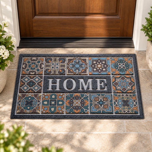 Covoras de intrare HOME, antiderapant, rezistent si decorativ ®OPTIMDEKO, 75 x 43 cm, gri